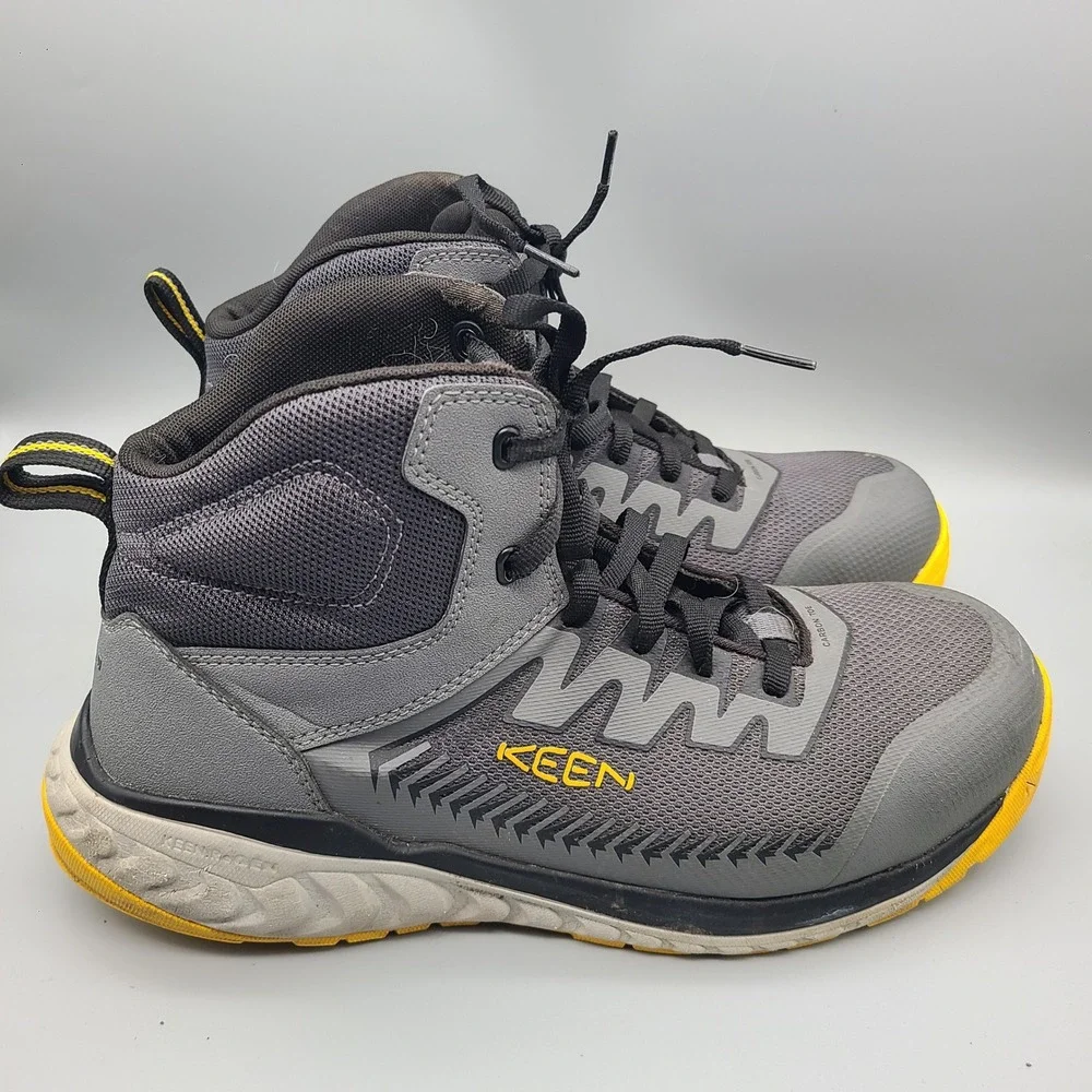 KEEN Utility Men's Arvada Mid Carbon Toe Work Boots Mens 11.5 EE Grey Yellow